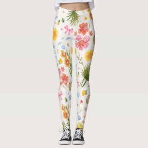 Leggings Flores y castillos tropicales dibujados a mano cos