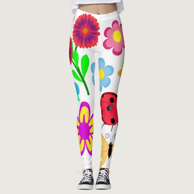 Leggings Flores y fallos arte Personalizado (Anverso)