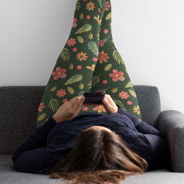 Leggings Flores y hojas de bosque caprichosas