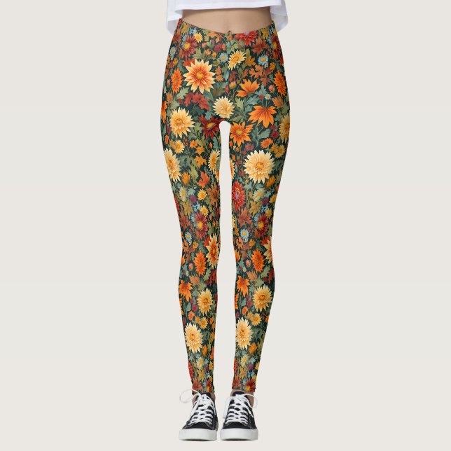 Leggings Flores y hojas de otoño (Anverso)
