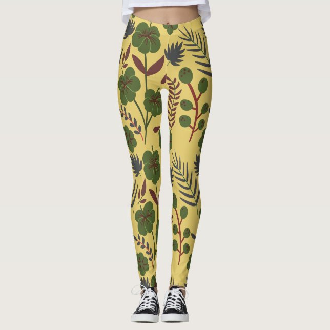 Leggings Flores y mariposas sin costura florales (Anverso)