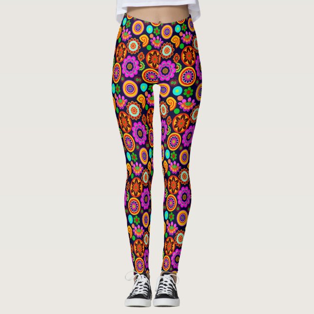 Leggings Flores y medallones inspirados de Groovy 1960 (Anverso)