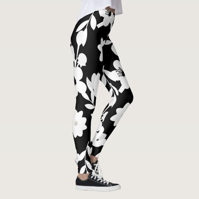 Leggings Flores y perlas en negro (Derecha)