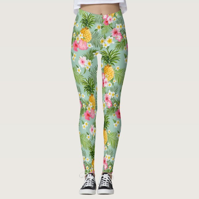 Leggings Flores y piñas tropicales (Anverso)