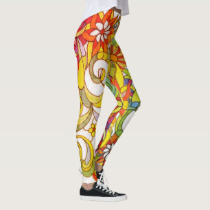 Leggings Flores y polainas de los remolinos de Leslie Clair