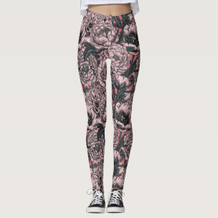 Leggings Flores y polillas rosadas