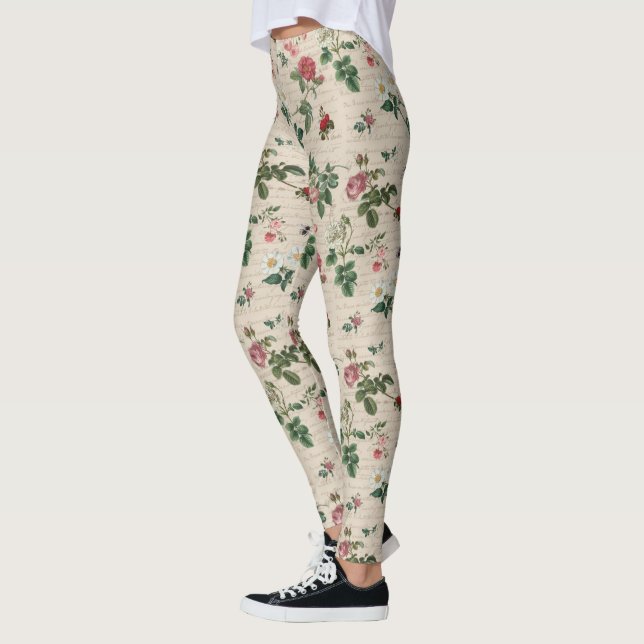 Leggings Flores Y Sale De Fondo Beige (Izquierda)