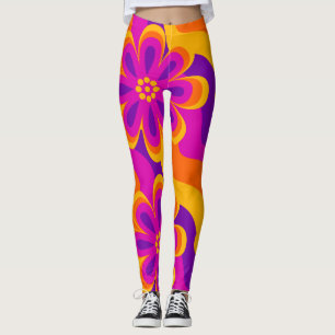 Leggings Flores y sombras del patrón de las olas de estilo