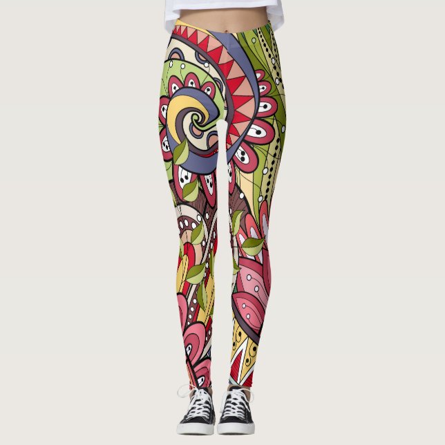 Leggings Flores Y Swirl P13 - Piernas (Anverso)