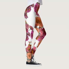 Leggings Flores Zinnia Bouquet Maureen Girard Colorful
