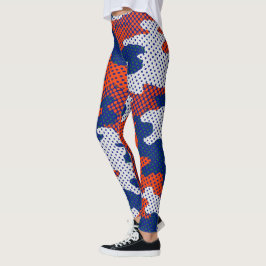 Leggings Florida Swamp Gator Blue & Orange Camo