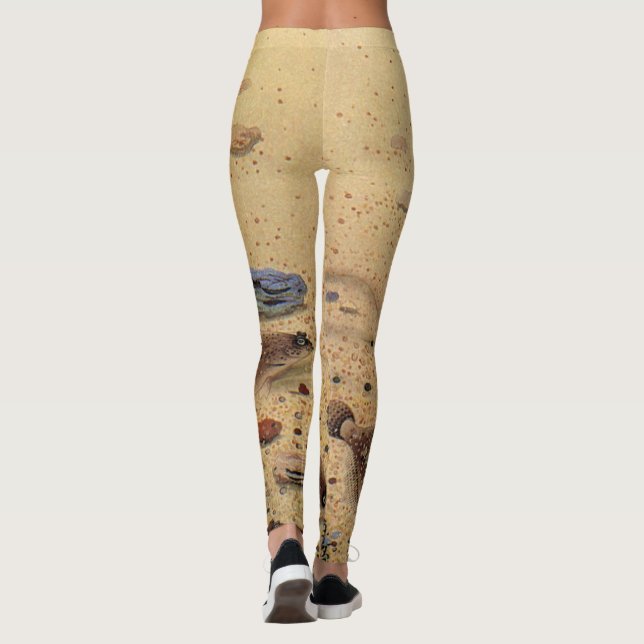 Leggings Flounders vintage, peces planos de vida marina (Reverso)