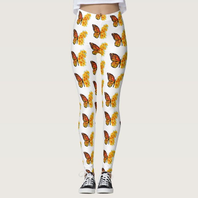 Leggings Flower Butterfly with Yellow California Poppy (Anverso)