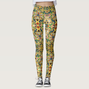 Leggings Flower Market Vintage Yellow Wildflower Botanical
