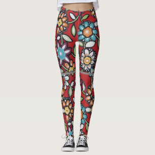Leggings flower power maravilloso del hippie colorido