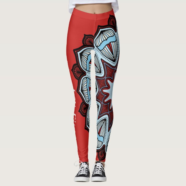 Leggings Flower power rojo (Anverso)