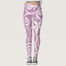 Flowers Swirls Dusty Pink White Pattern Whimsical