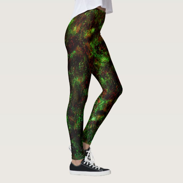 Leggings Fluctuación de puntos oscuros en verde llamativo y (Derecha)