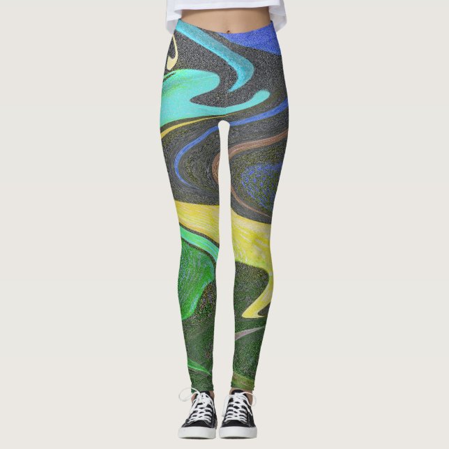 Leggings fluido de arte colorido abstracto (Anverso)