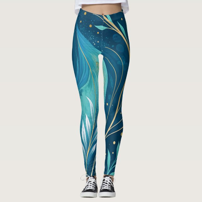 Leggings Flujo Artístico Abstracto Patrón Continuo (Anverso)