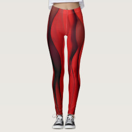 Leggings Flujo Carmesí – Ondas Rojas Abstractas de Movimien