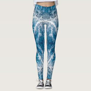 Leggings Flujo cósmico sagrado - Simetría plateada azul