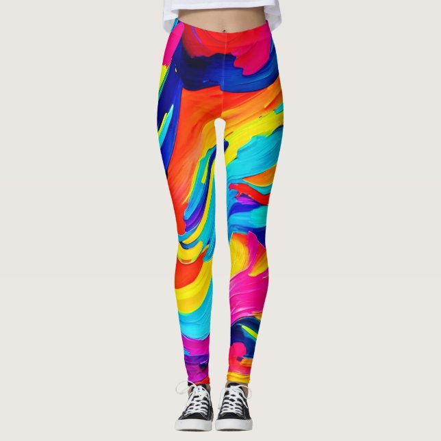 Leggings Flujo de color de resumen vibrante (Anverso)