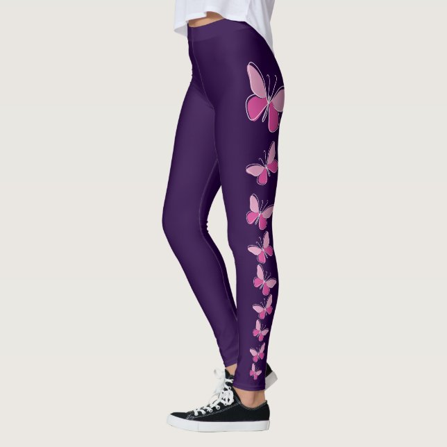 Leggings Flutter de mariposa en rosa - Violeta profunda sól (Izquierda)
