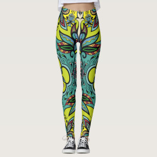 Leggings Focal geométrica, colorido y abstracto textu sin c