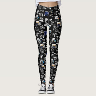 Leggings Foco de Cámara Vintage Capturado Repetir Negro