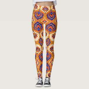 Leggings Folclore geométrico, conchas tribales marinas.