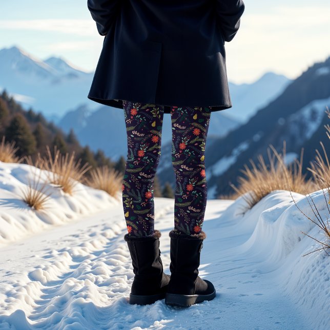 Leggings Foliage alegre | Patrón de vacaciones (Subido por el creador)