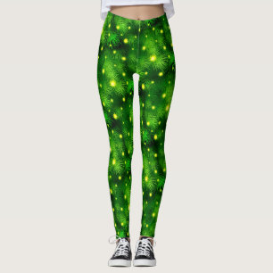 Leggings Foliage Botánico Green Leaf Foliage Christmas Tree