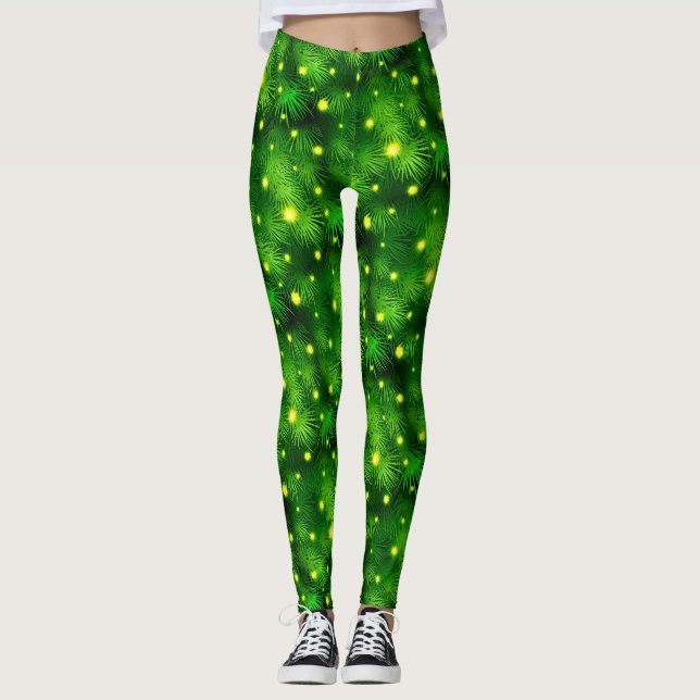 Leggings Foliage Botánico Green Leaf Foliage Christmas Tree (Anverso)