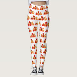 Leggings Foliage de Halloween Foliage Naranja rojo deja el