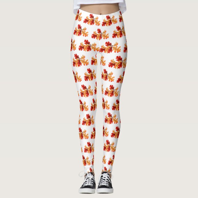 Leggings Foliage de Halloween Foliage Naranja rojo deja el  (Anverso)