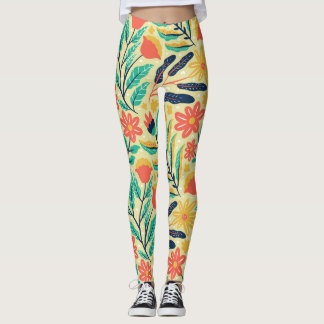 Leggings Foliage de la Naturaleza: Patrón Floral sin Marea.