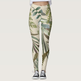 Leggings Foliaje botánico de Freno Floral Neutral Retro