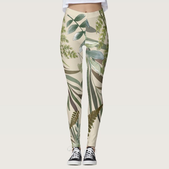 Leggings Foliaje botánico de Freno Floral Neutral Retro (Anverso)