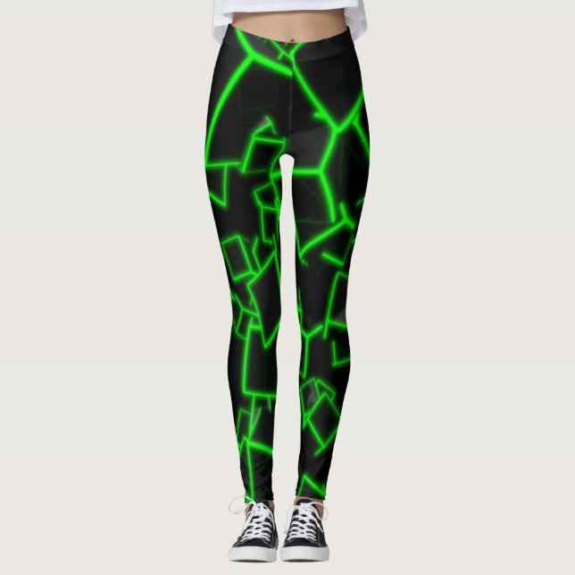 Leggings Fondo abstracto de los Cubos verdes (Anverso)