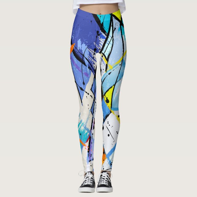 Leggings Fondo abstracto, líneas geométricas, salpicaduras. (Anverso)