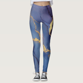 Leggings Fondo azul con rachas y puntos dorados