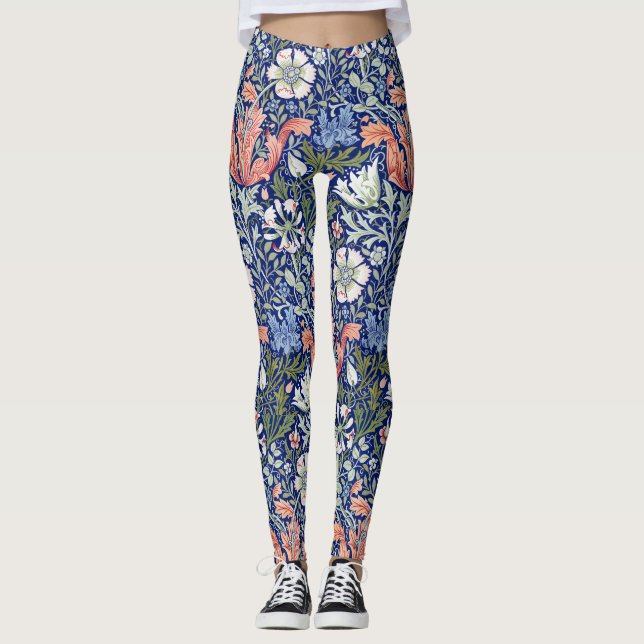 Leggings Fondo Azul Morris 1896 Patrón Floral Compton (Anverso)