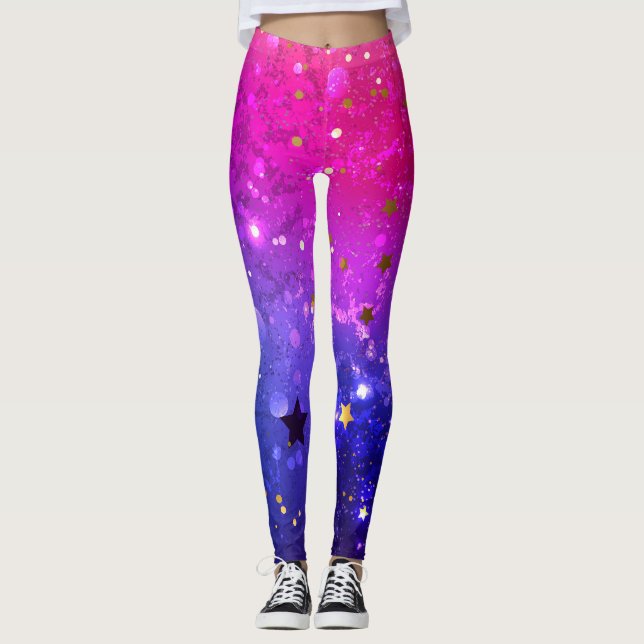 Leggings Fondo azul rosa brillante (Anverso)