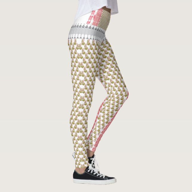 Leggings fondo blanco con hojas verdes sobre él (Derecha)