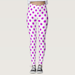 Leggings Fondo blanco con lunares morados