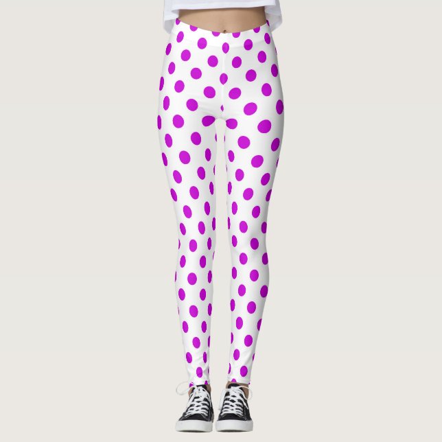 Leggings Fondo blanco con lunares morados (Anverso)