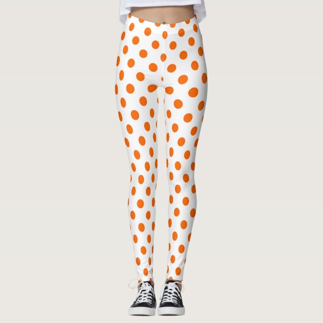Leggings Fondo blanco lunares naranjas (Anverso)