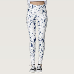 Leggings fondo blanco y azul con un patrón