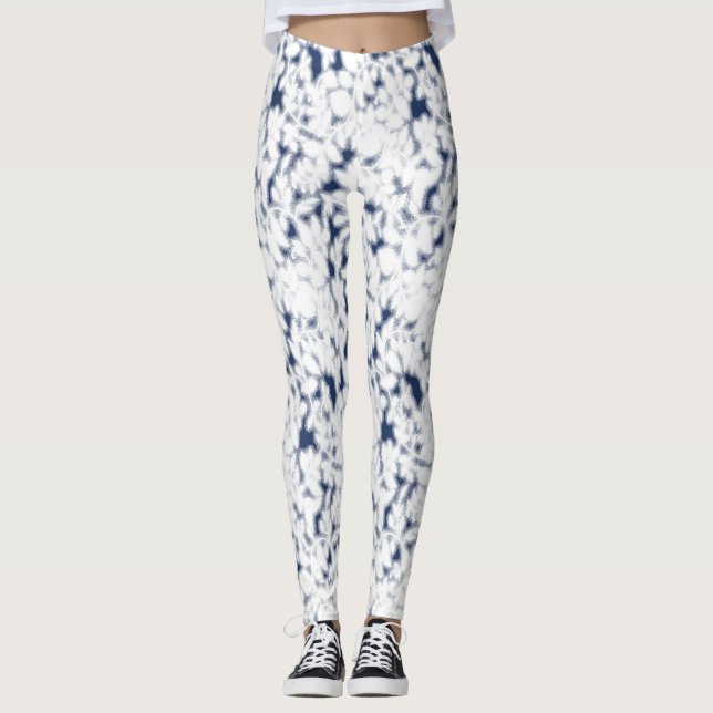 Leggings fondo blanco y azul con un patrón (Anverso)